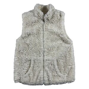 Widgeon‎ Faux Rabbit Fur Vest Girls M (12/14) Ivory Full Zip Pockets
